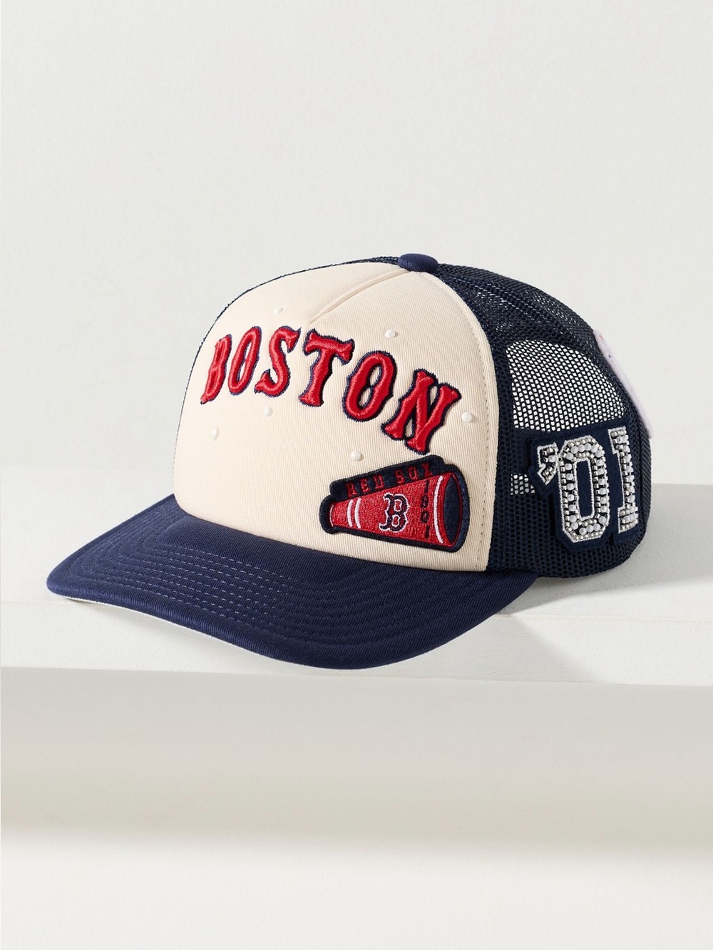 Women’s Boston Red Socks Trucker Hat MLB Mitchell & Ness Charm Baseball New